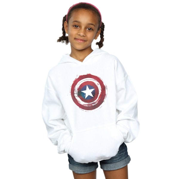 Marvel Girls Captain America Splatter Shield Hoodie 5-6 år W White 5-6 Years