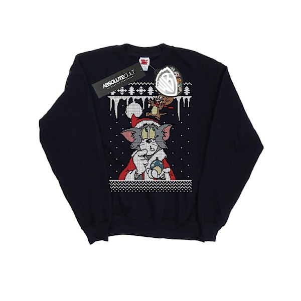 Tom And Jerry Pojkar Jul Fair Isle Sweatshirt 12-13 År N Navy Blue 12-13 Years