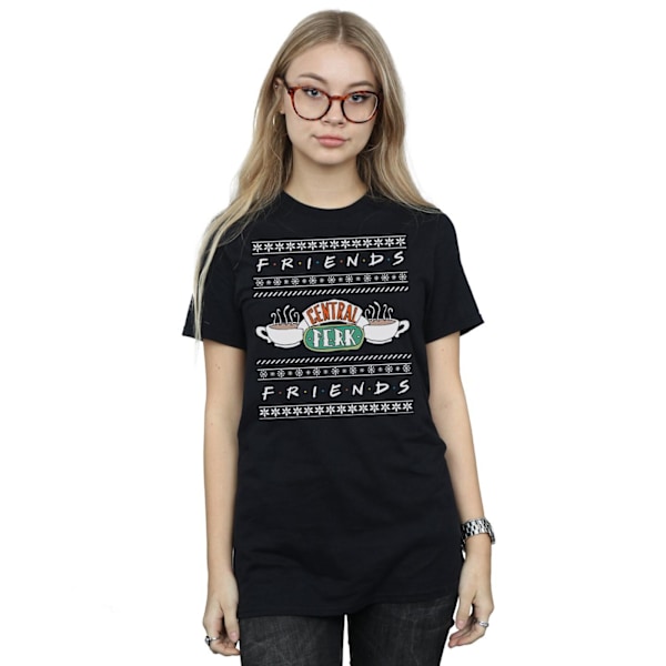 Friends Dam/Damer Fair Isle Central Perk Bomull Boyfriend T-shirt Black L