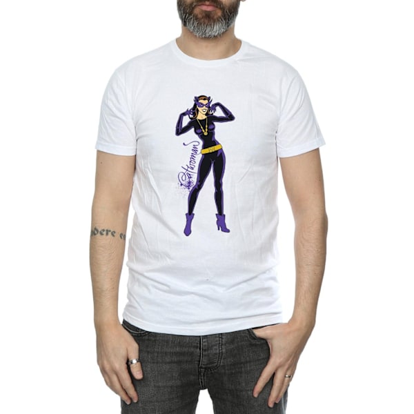 DC Comics Catwoman Happy Pose T-shirt M Vit White M