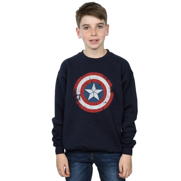 Marvel Boys Captain America Civil War Distressed Shield Sweatshirt Navy Blue 7-8 Years
