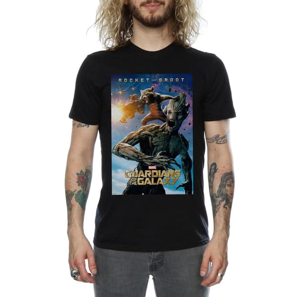 Marvel Herr Guardians Of The Galaxy Rocket And Groot Poster T-S Black M