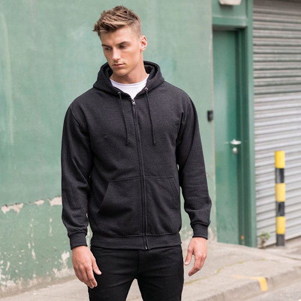 Awdis Plain Mens Hooded Full Zip Hoodie / Zoodie 4XL Jet Black Jet Black 4XL