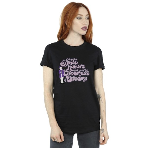 Willy Wonka Dam/Damer Drömmare Text Bomull Boyfriend T-Shir Black 5XL