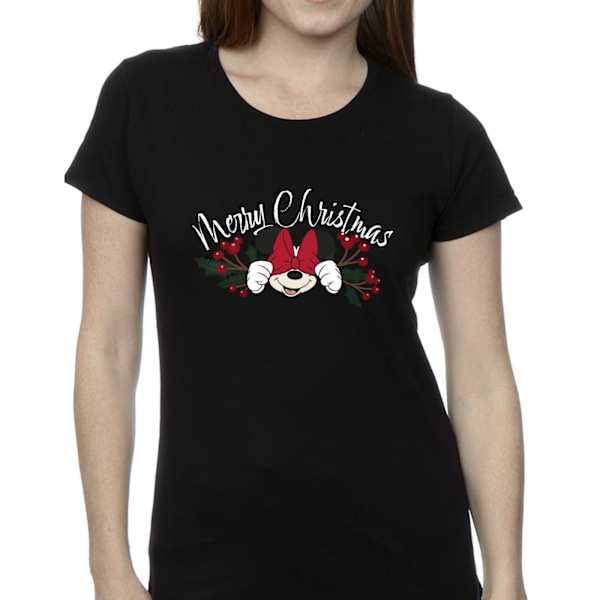 Disney Dam/Kvinnor Minnie Mouse Jul Holly Bomull T-Shir Black M
