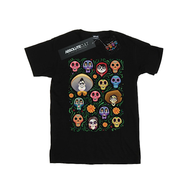 Disney Dam/Damer Coco Heads Mönster Bomull Pojkvän T-shirt Black L
