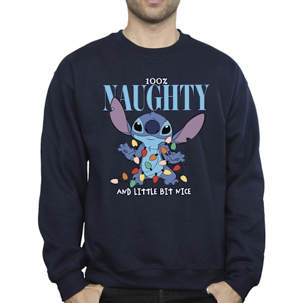 Disney Herr Lilo & Stitch Naughty & Nice Sweatshirt L Marinblå Navy Blue L