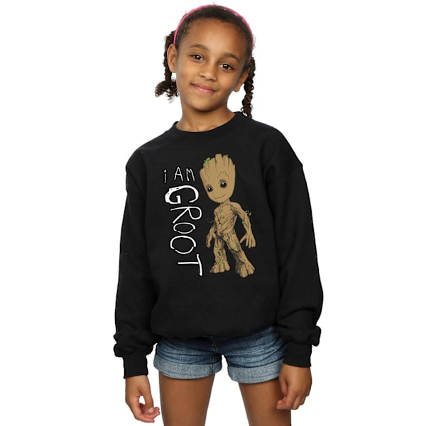 Marvel Girls Guardians Of The Galaxy I Am Groot Scribbles Sweatshirt Black 5-6 Years