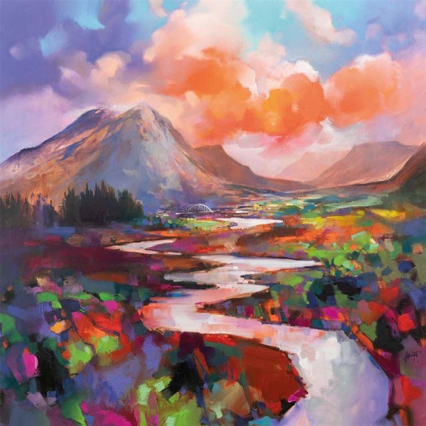 Scott Naismith Etive Flow inramad duktryck 60 cm x 60 cm Multi Multicoloured 60cm x 60cm