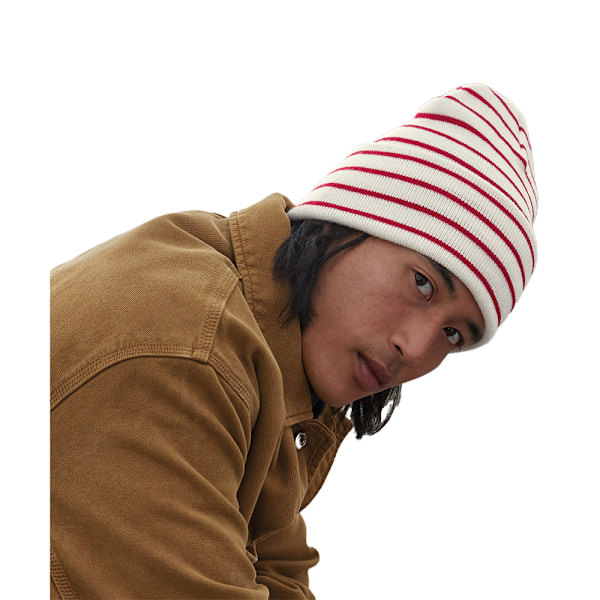 Beechfield Unisex Vuxen Original Randig Djup Manschett Mössa En Storlek Soft White/Classic Red One Size