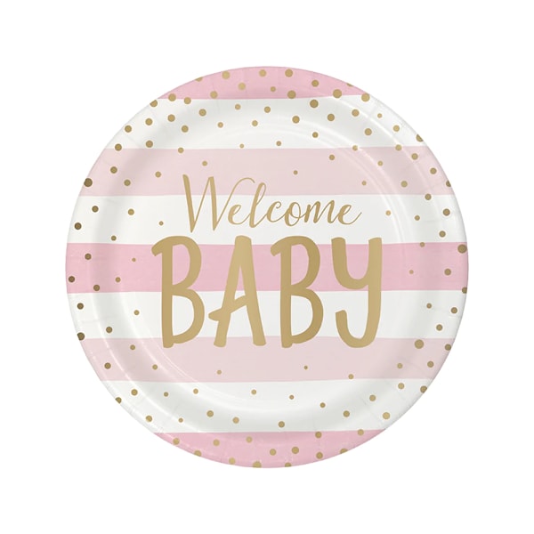 Creative Party Welcome Baby Party Tallrikar (8-pack) One Size P Pink/White One Size