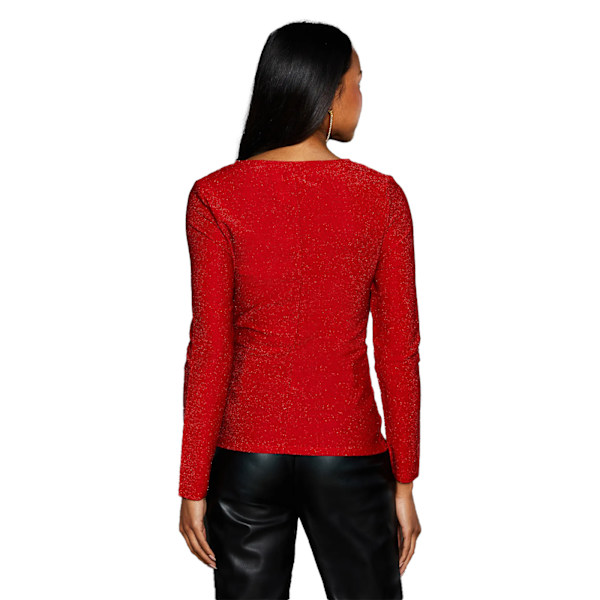 Principles Dam/Kvinna Glitter Jersey Twisted Wrap Topp Storlek 12 UK Red 12 UK