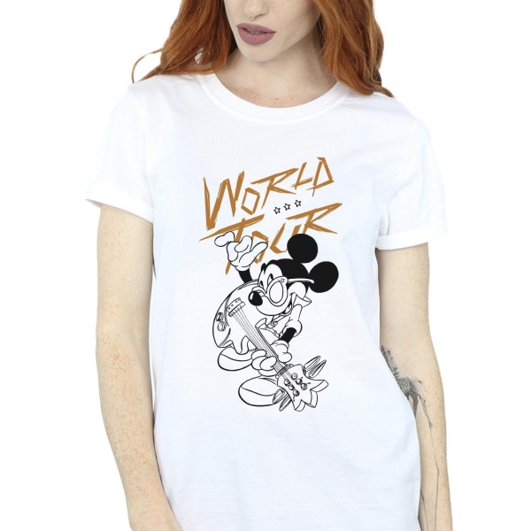 Disney Mickey Mouse World Tour Line Cotton Boyfri för kvinnor/damer White XL