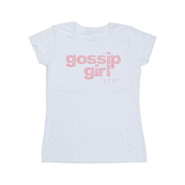 Gossip Girl Dam/Kvinnor Swirl Logo Bomull T-shirt M Vit White M