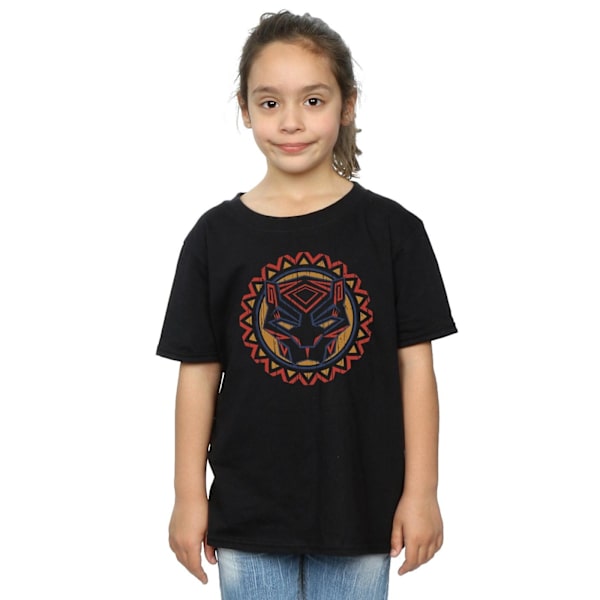 Marvel Girls Black Panther Tribal Panther Icon Bomull T-shirt 5 Black 5-6 Years