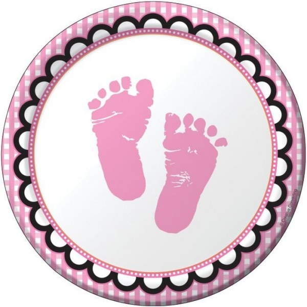 Creative Converting Baby Foot Desserttallrik (Pack om 8) One Siz Pink/White/Black One Size
