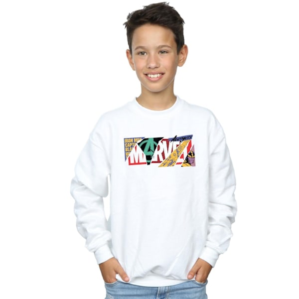 Marvel Boys Collage Logo Sweatshirt 7-8 år Vit White 7-8 Years