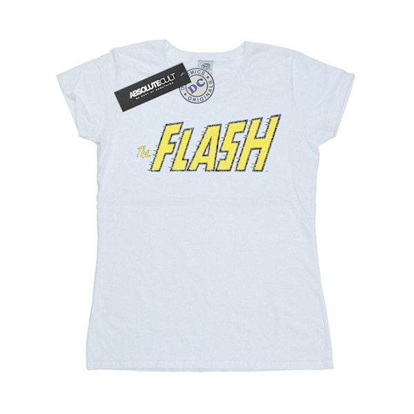 DC Comics Dam/Kvinnor Flash Crackle Logo Bomull T-shirt S Vit White S