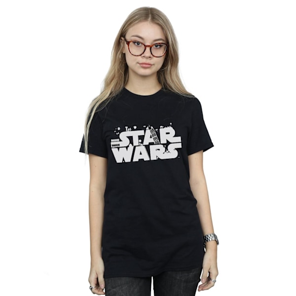Star Wars Dam/Damer Minimalistisk Logotyp Bomull Pojkvän T-Shir Black XL