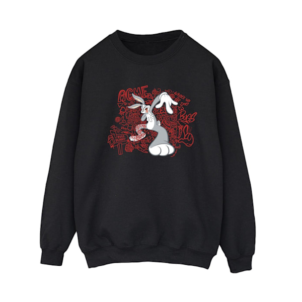 Looney Tunes Dam/Damer ACME Doodles Bugs Bunny Sweatshirt M Black M