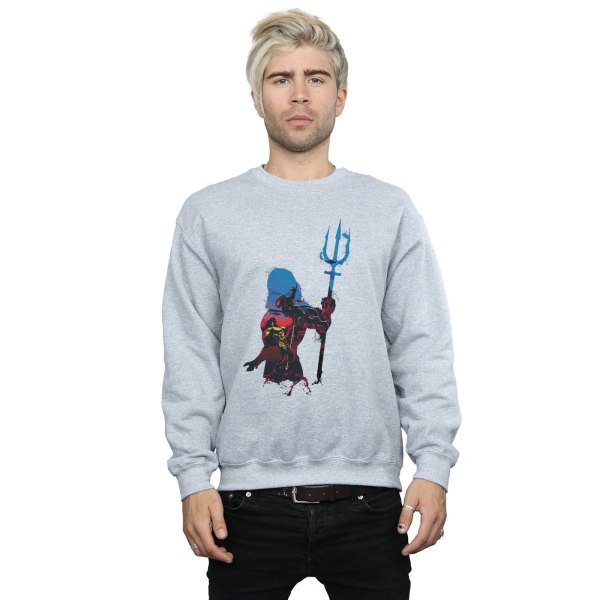 DC Comics Herr Aquaman Battle Silhouette Sweatshirt L Sports Gr Sports Grey L