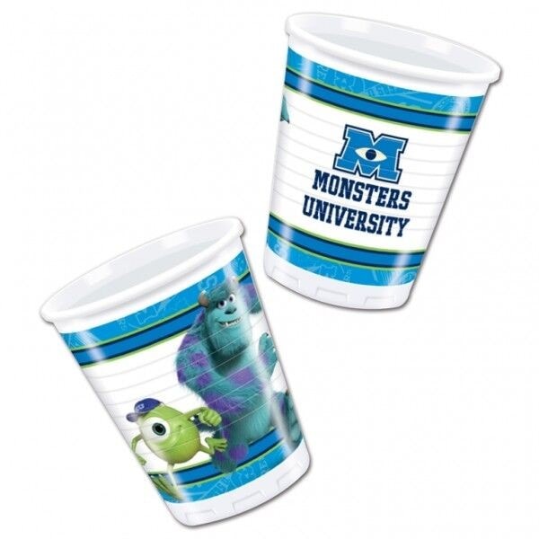 Monsters University Plast 200ml Party Cup (Förpackning om 8) En Storlek Blue/White/Green One Size