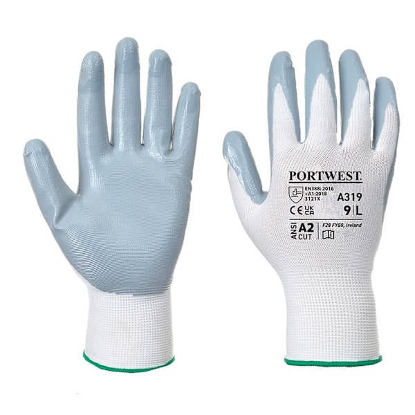 Portwest Unisex Adult A319 Flexo Nitrile Grip Gloves XXL Grå/Vit Grey/White XXL