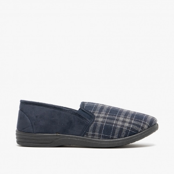 Zedzzz herr Harley Check filt manschett tofflor 11 UK marinblå/C Navy Blue/Check 11 UK
