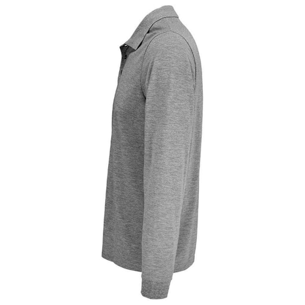 SOLS Unisex Adult Prime Pique Långärmad Polotröja 5XL Grå Grey Marl 5XL