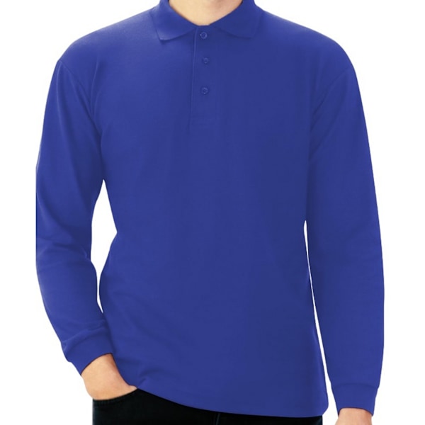 Avslappnad klassisk herr långärmad polo 3XL Royal Blue Royal Blue 3XL