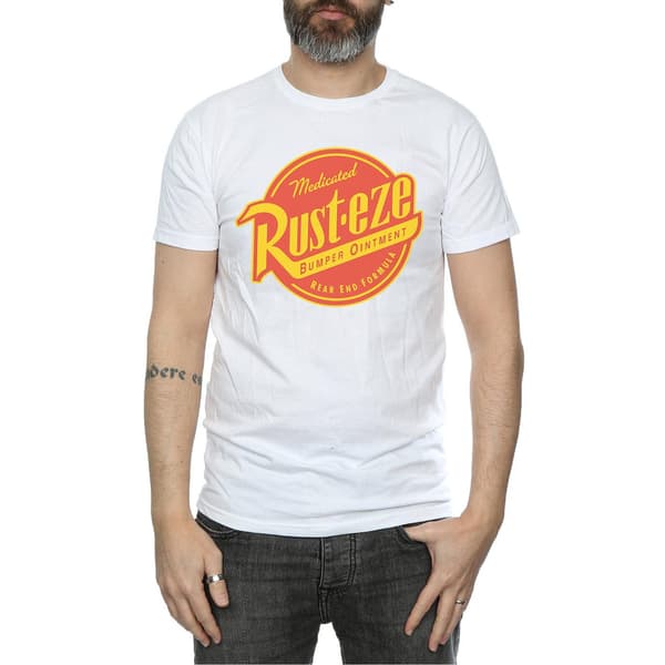 Bilar Herr Rust-Eze Logotyp Bomulls T-Shirt XL Vit White XL