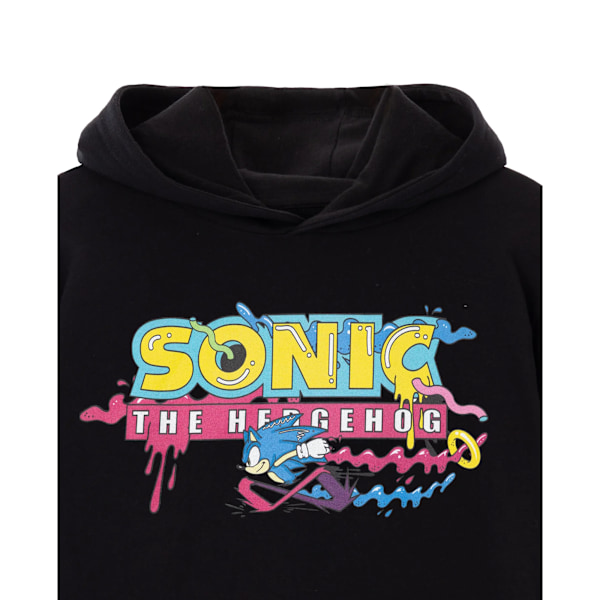 Sonic The Hedgehog Psykedelisk Logotyp Hoodie XXL Svart Black XXL