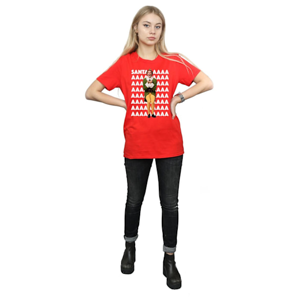 Elf Dam/Damer Buddy Santa Scream Bomull Boyfriend T-Shirt L Red L