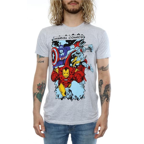 Marvel Herr T-shirt med seriefigurer M Heather Grey Heather Grey M