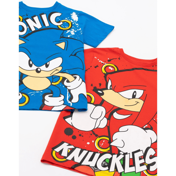 Sonic The Hedgehog T-shirt för barn/barn karaktär (paket med 2) Red/Blue 4-5 Years