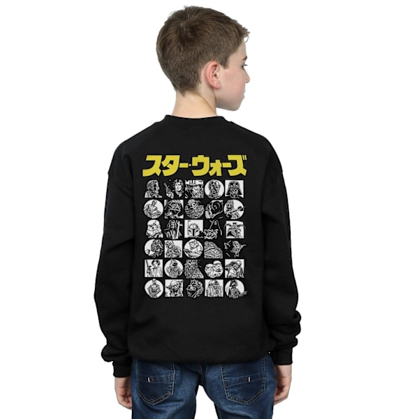 Star Wars Boys Japanska Karaktär Badge Sweatshirt 12-13 År Black 12-13 Years