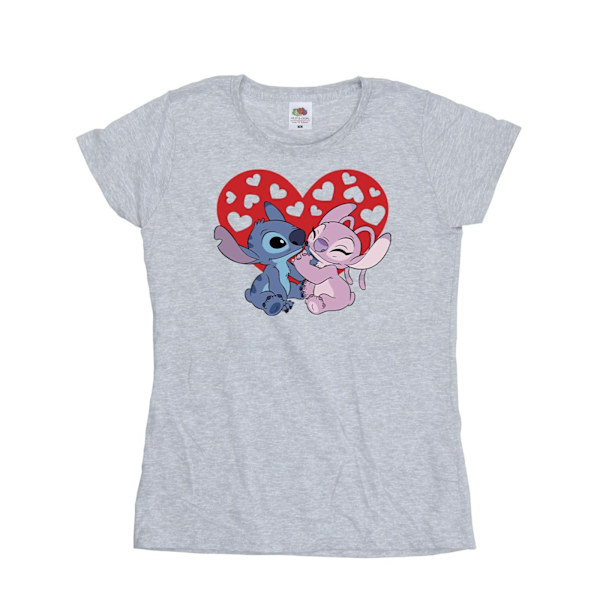 Disney Dam/Dam Lilo & Stitch Hjärtan Bomull T-shirt XL Spo Sports Grey XL