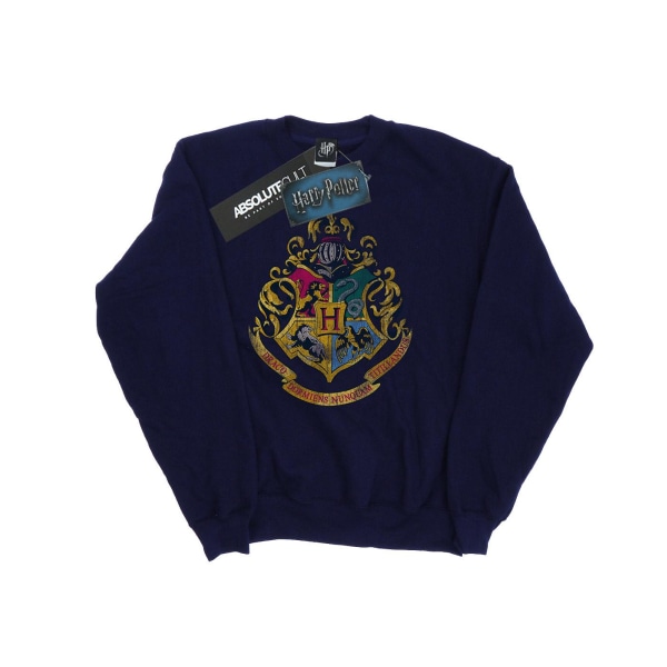 Harry Potter Dam/Dam Hogwarts Distressed Crest Sweatshirt Deep Navy XL