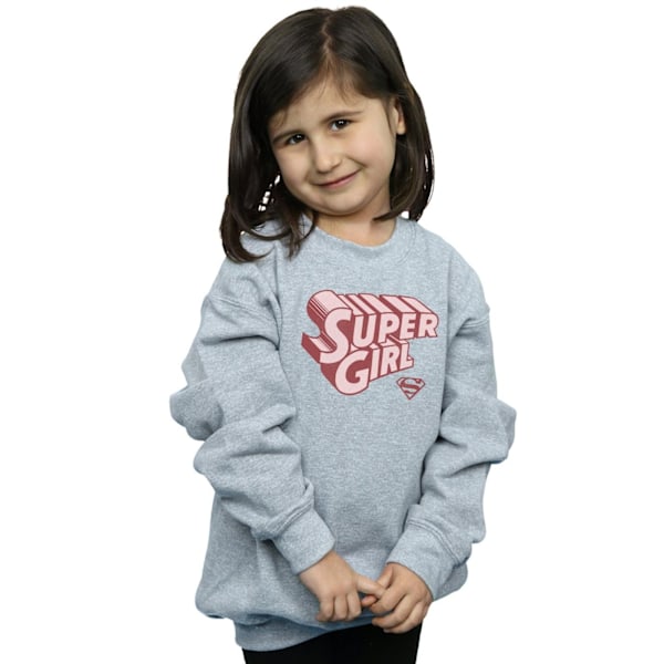 DC Comics Girls Supergirl Retro Logo Sweatshirt 7-8 år Sport Sports Grey 7-8 Years