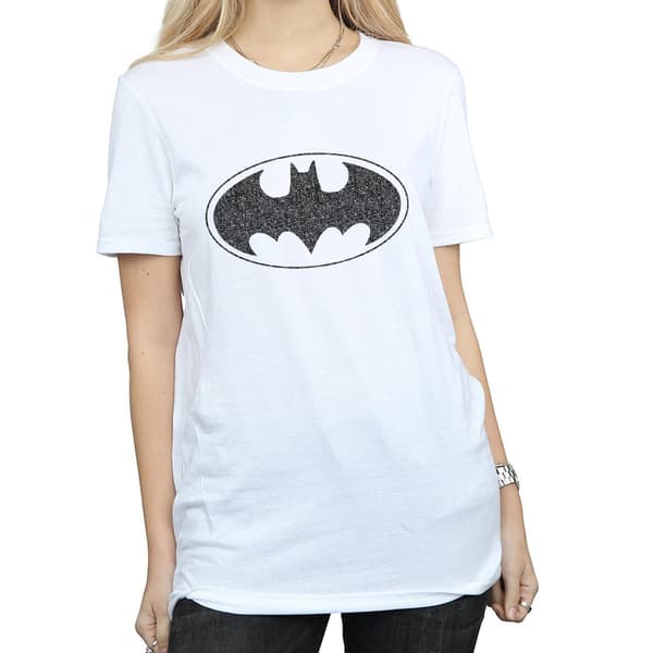 DC Comics Dam/Kvinnor Batman Enfärgad Logotyp Bomull Boyfriend White L