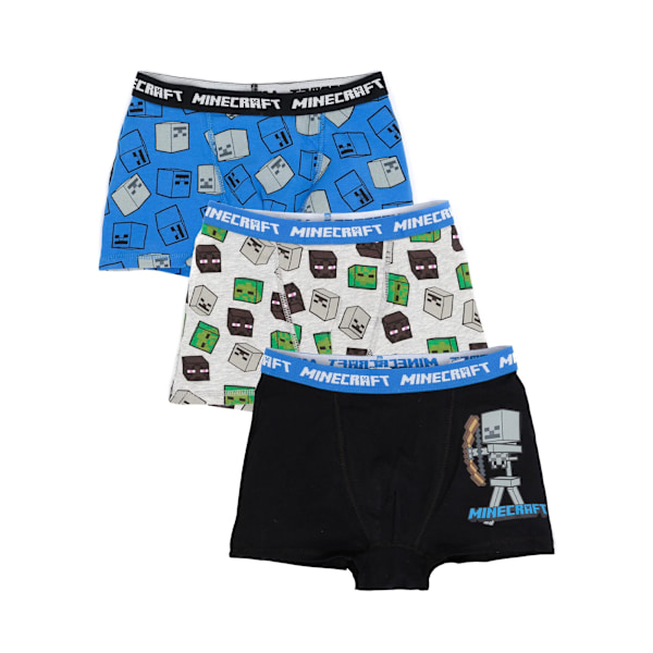 Minecraft Boys Boxer Shorts Set (3-pack) 9-10 år Grå/Blå Grey/Blue/Black 9-10 Years
