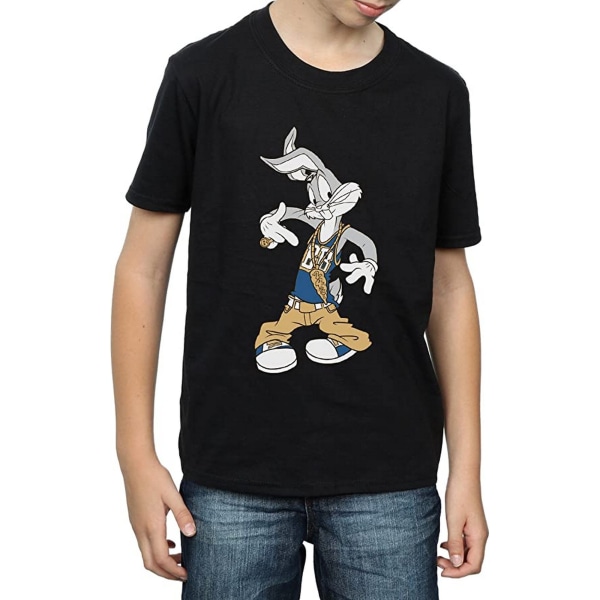 Looney Tunes Boys Rapper Bugs Bunny Bomull T-shirt 7-8 år Svart Black 7-8 Years