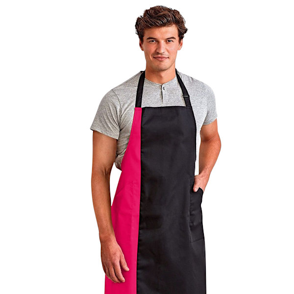Premier Unisex Kontrastfärgad Arbetsförkläde Haklapp En Storlek Svart/ Rosa Black/ Hot Pink One Size