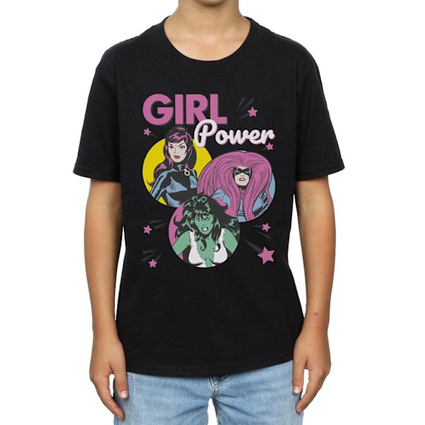 Marvel Comics Boys Girl Power T-shirt 12-13 år Svart Black 12-13 Years