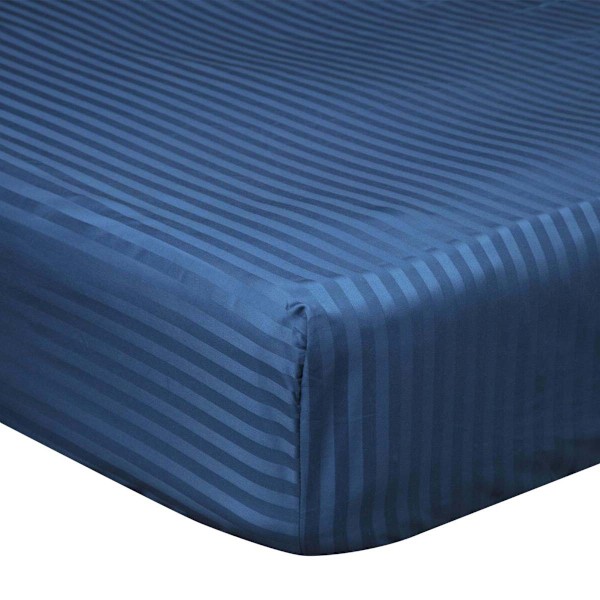 Belledorm 540 trådtäthet satinstrimmigt extra djupt påslakan Navy Kingsize
