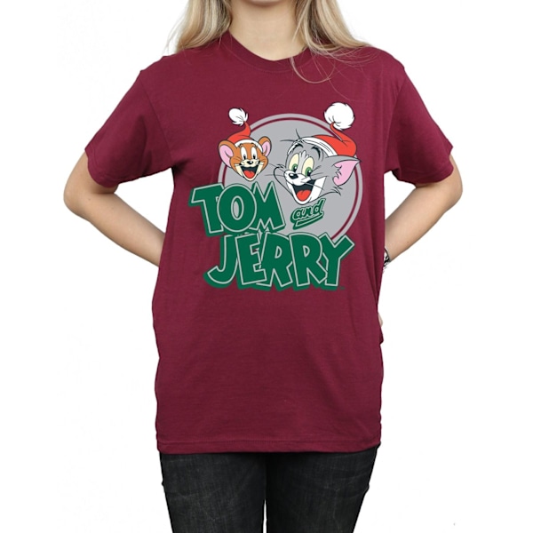 Tom And Jerry Dam/Damer Julhälsningar Bomull Pojkvän Burgundy L