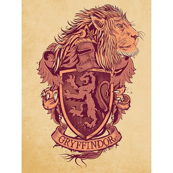Harry Potter Gryffindor Canvas Print 80cm x 60cm Kräm/Röd Cream/Red 80cm x 60cm