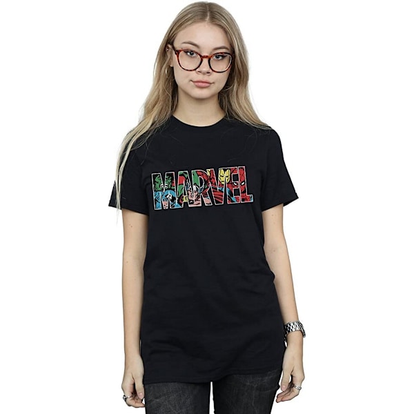Marvel Comics Dam/Damer Karaktärer Bomull Logotyp Pojkvän T- Black M