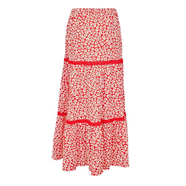 Threadbare Dam/Kvinnor Aubrie Blommig Vanlig Maxikjol 16 UK Red 16 UK