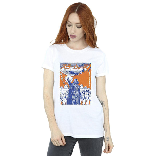 Star Wars Dam/Damer Vader Internationell Affisch Bomull Pojkvän T-shirt White S